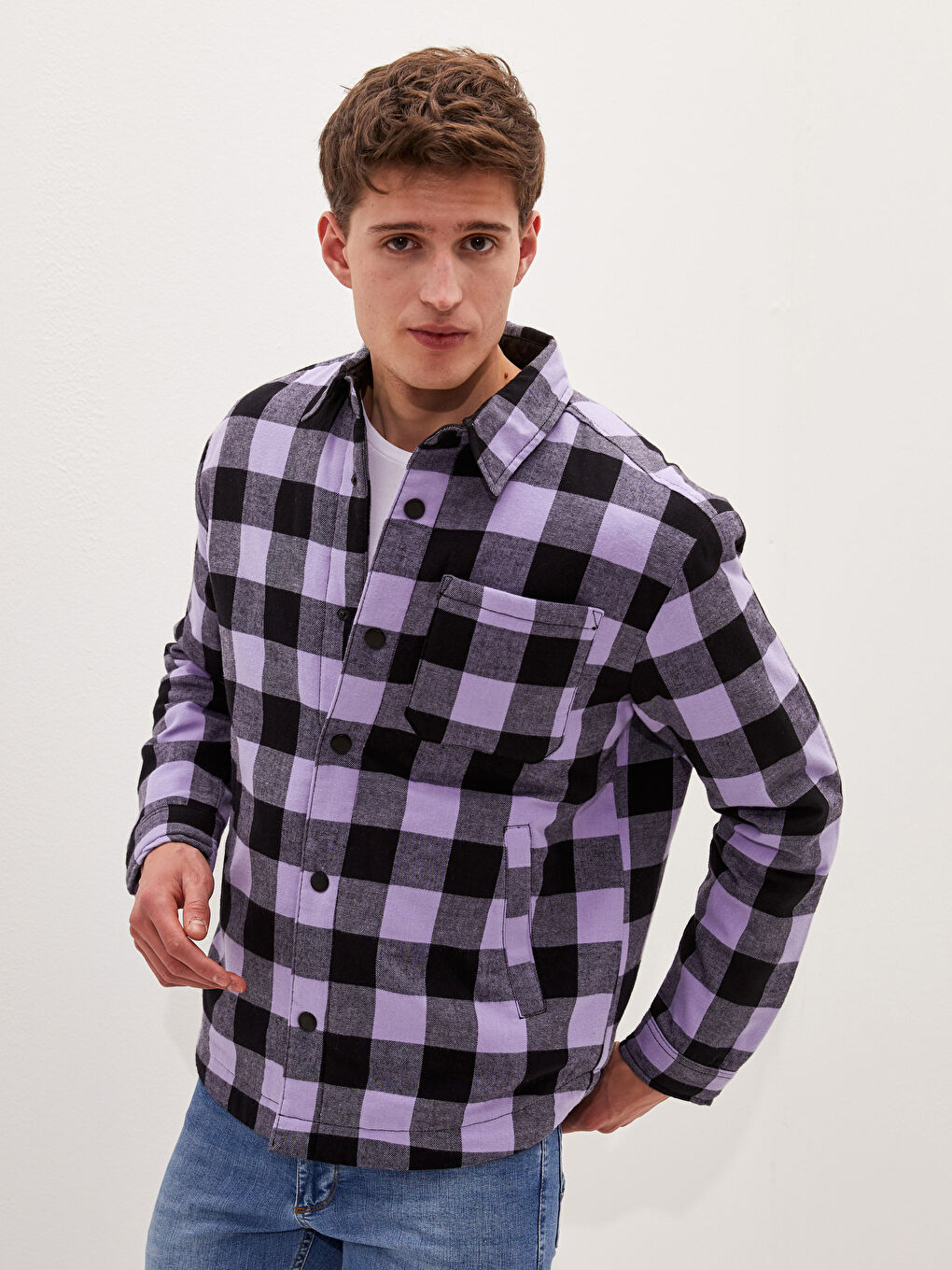 Manteau Pour Hommes Coupe Slim À Col De Chemise Large