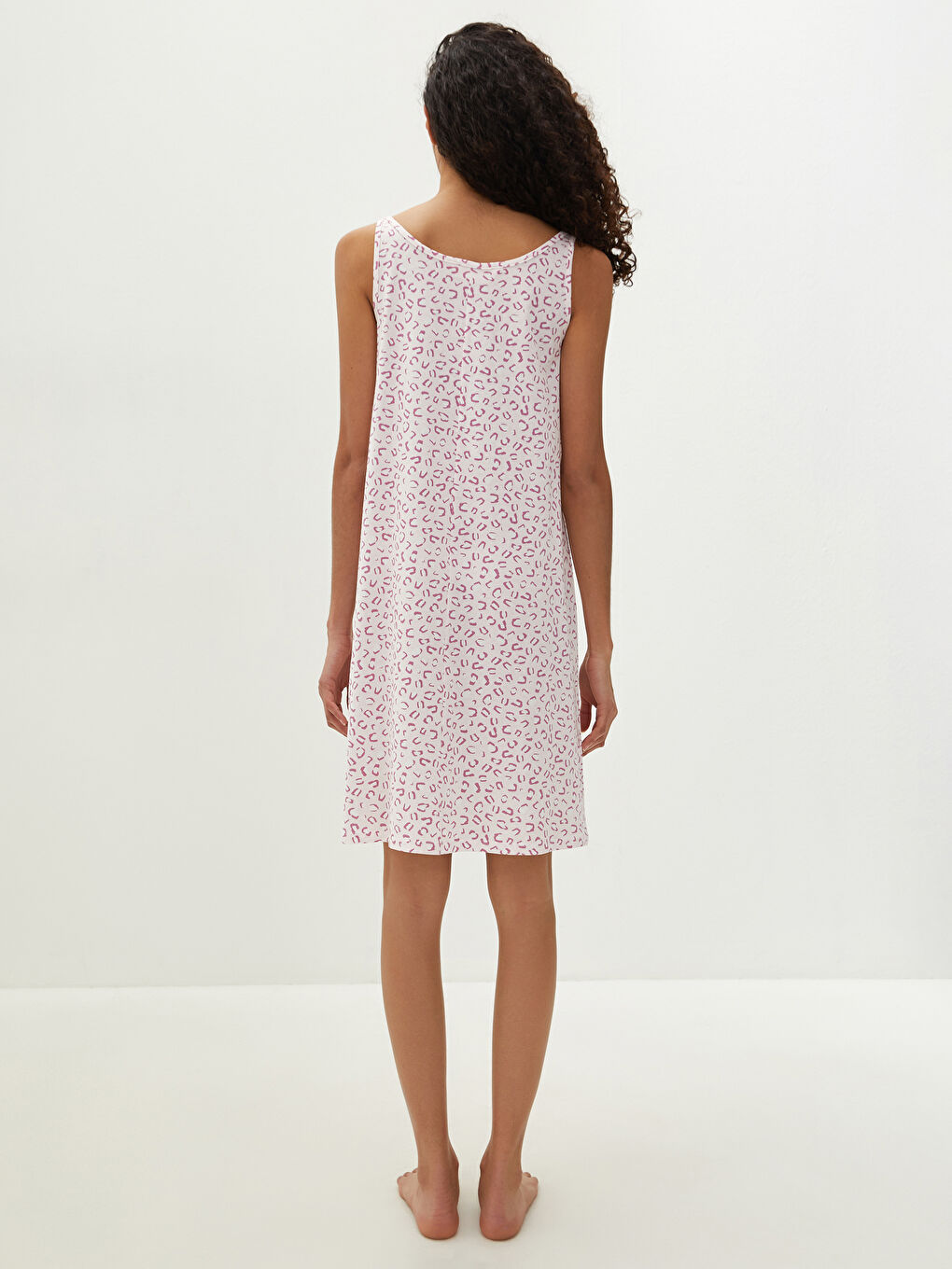 U Neck Printed Strappy Cotton Women's Nightgown-4