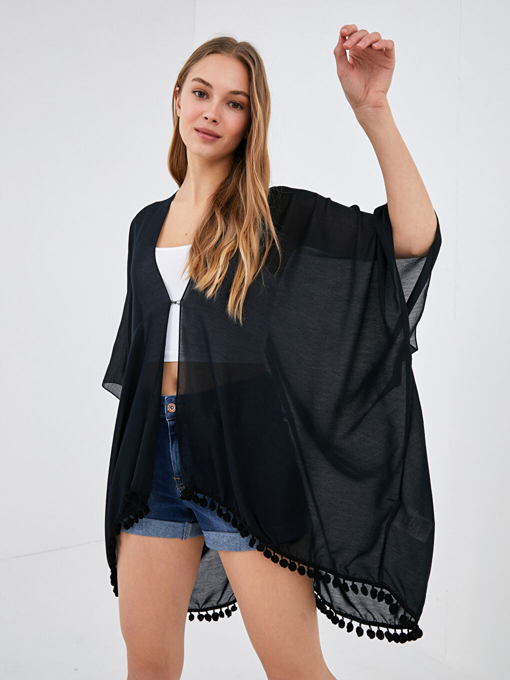 LCW DREAM Siyah Püsküllü Kadın Kimono