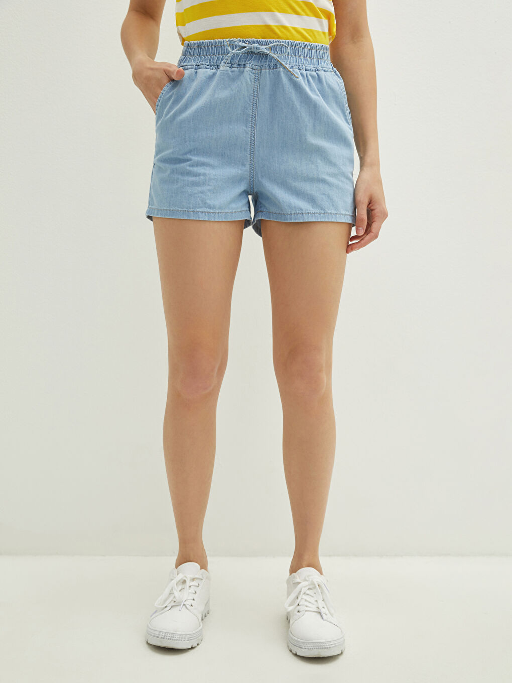 Elastic Waist Pocket Detailed Women's Rodeo Jean Shorts -S1H760Z8-311