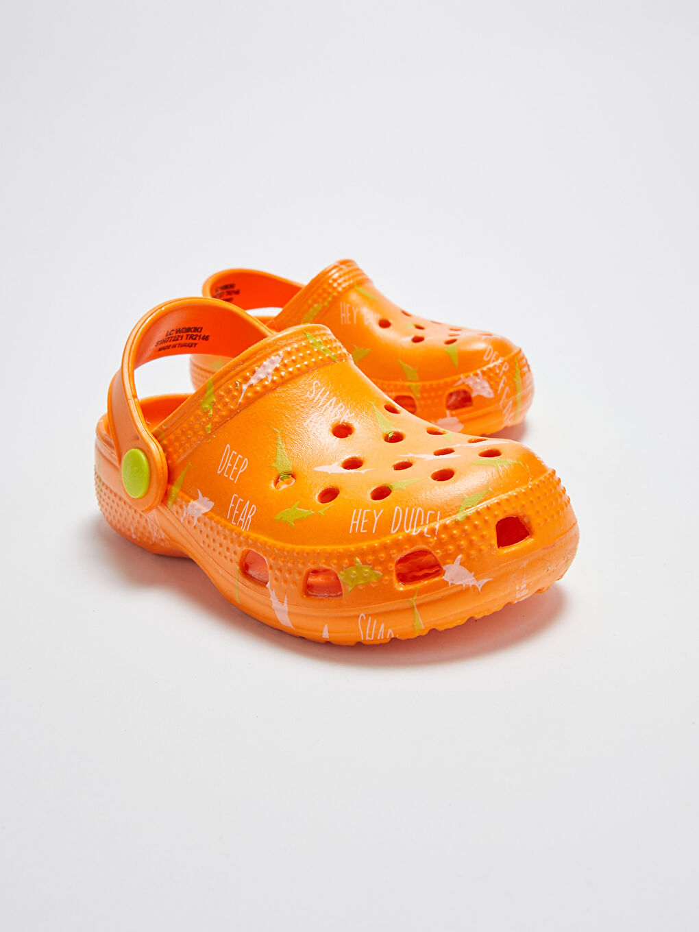 Turuncu Baskılı Erkek Bebek Plaj Sandaleti-2