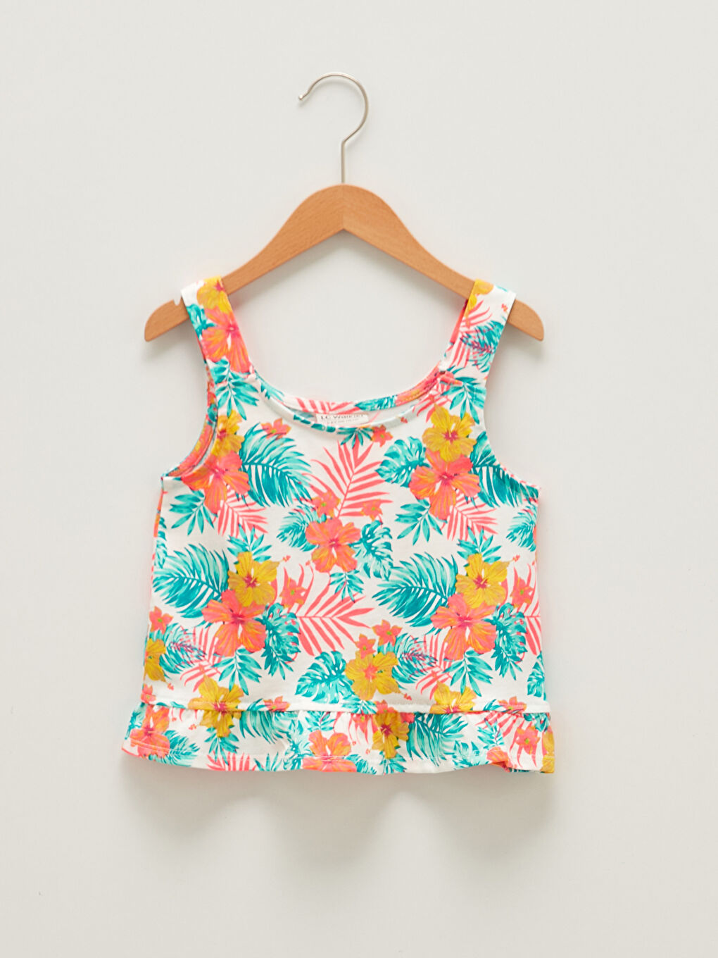 Yeşil Bisiklet Yaka Çiçek Desenli Kız Çocuk Atlet ve Şort-2