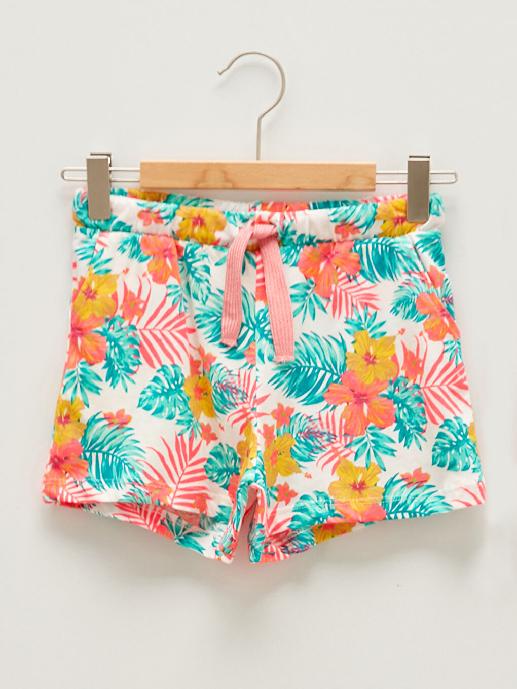 Yeşil Bisiklet Yaka Çiçek Desenli Kız Çocuk Atlet ve Şort-4