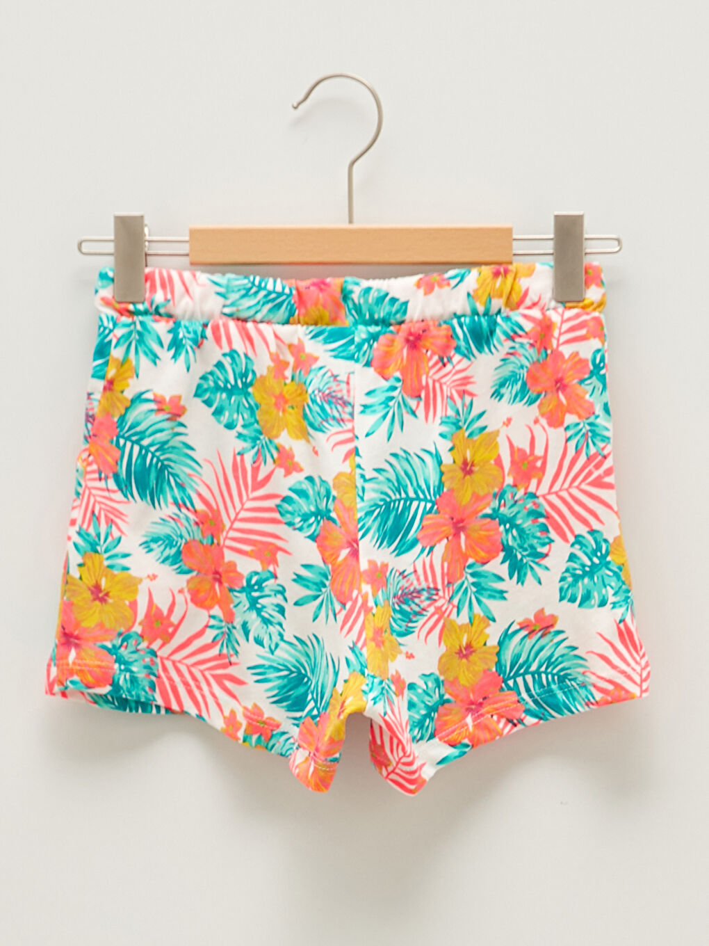 Yeşil Bisiklet Yaka Çiçek Desenli Kız Çocuk Atlet ve Şort-5