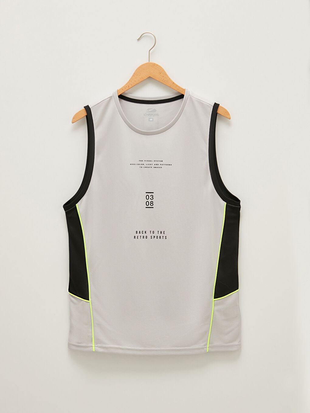 Gri Bisiklet Yaka Baskılı Erkek Kolsuz Tişört