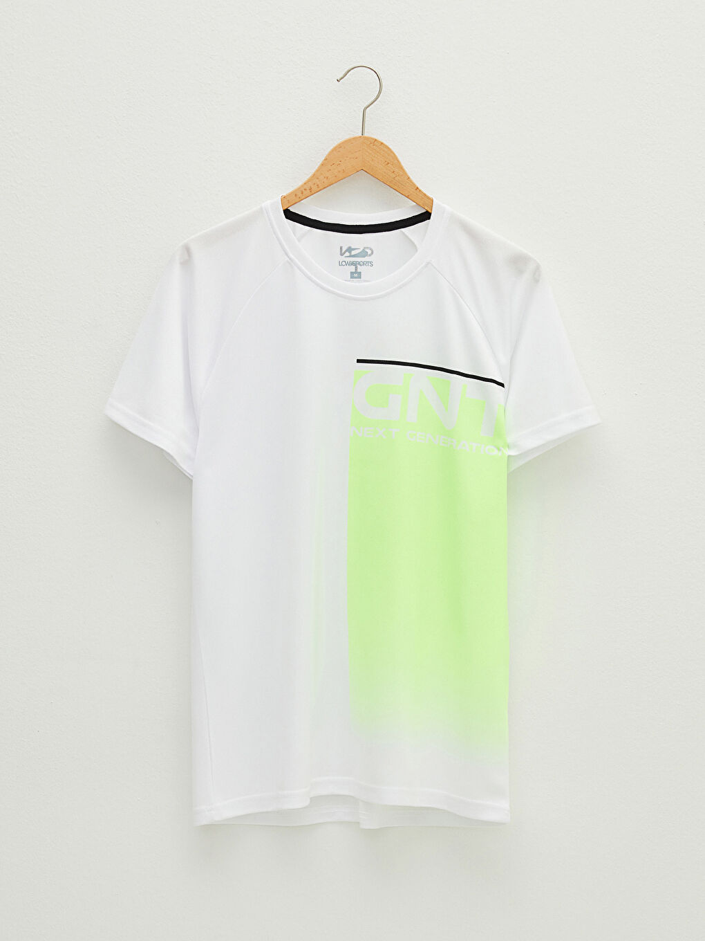 Beyaz Bisiklet Yaka Kısa Kollu Erkek Aktif Spor Tişört-5