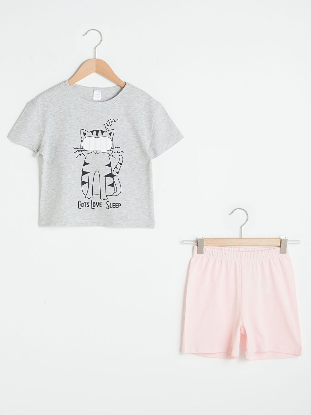 Pembe Bisiklet Yaka Baskılı Kısa Kollu Kız Çocuk Şortlu Pijama Takımı