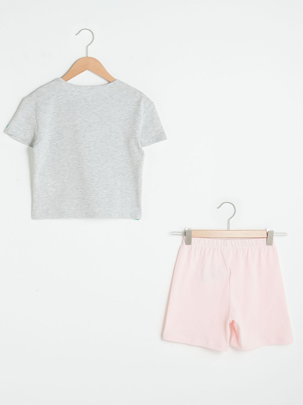 Pembe Bisiklet Yaka Baskılı Kısa Kollu Kız Çocuk Şortlu Pijama Takımı-1