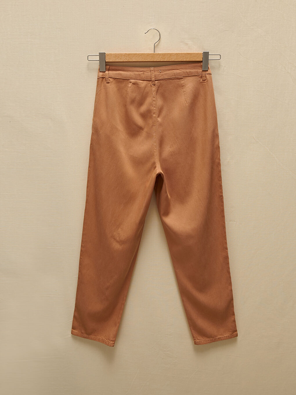Carrot Cut Gabardine Trousers With Wide Fit Pocket Detail-6