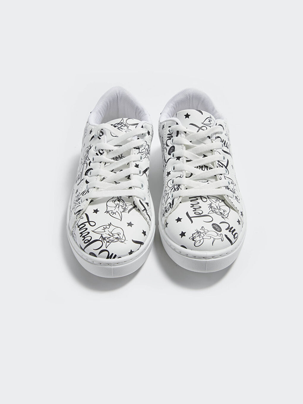 Beyaz Tom ve Jerry Lisanslı Kadın Spor Ayakkabı-2