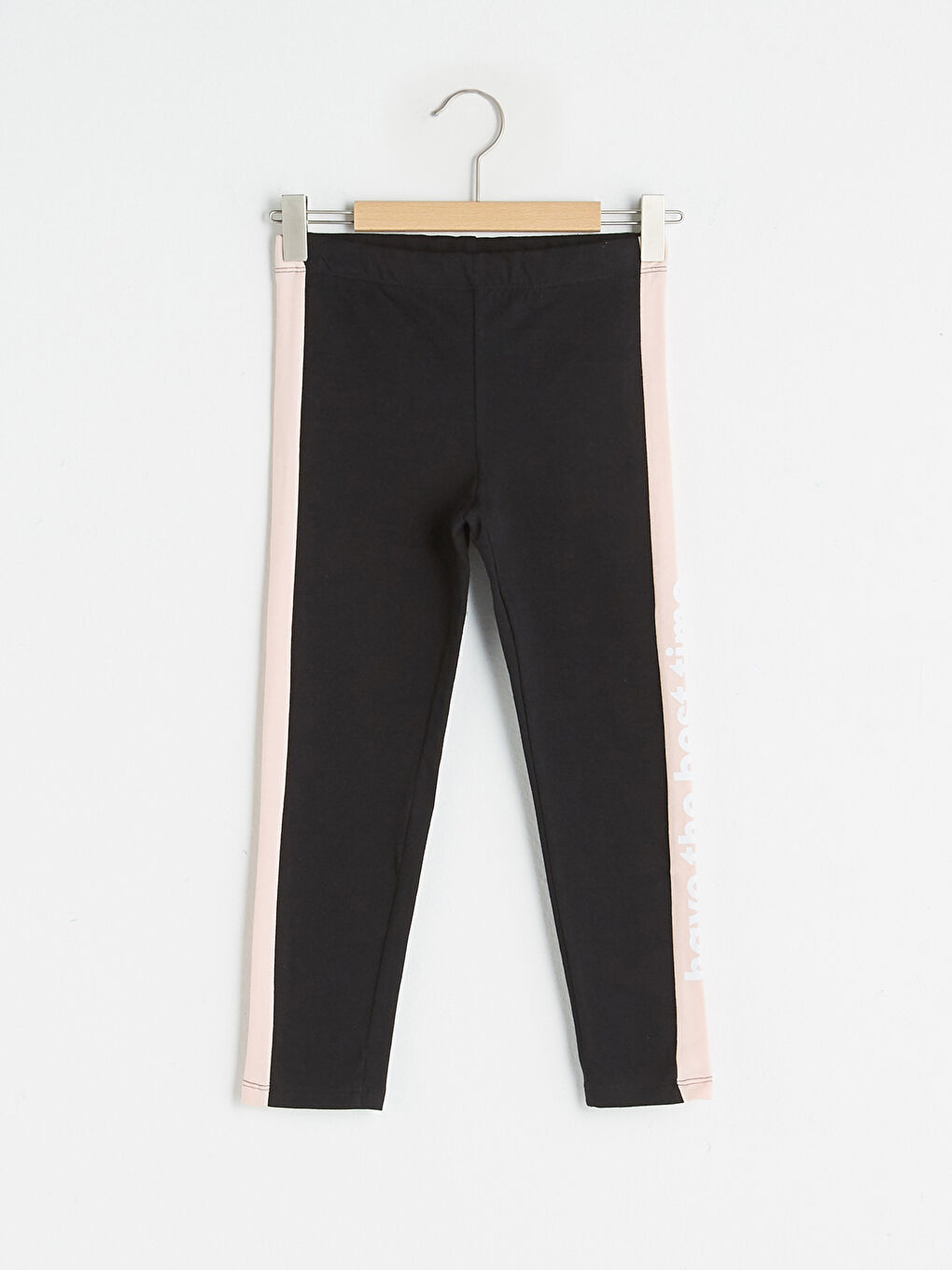 Girl's Long Leggings With Elastic Waist And Printed On The Side Cotton