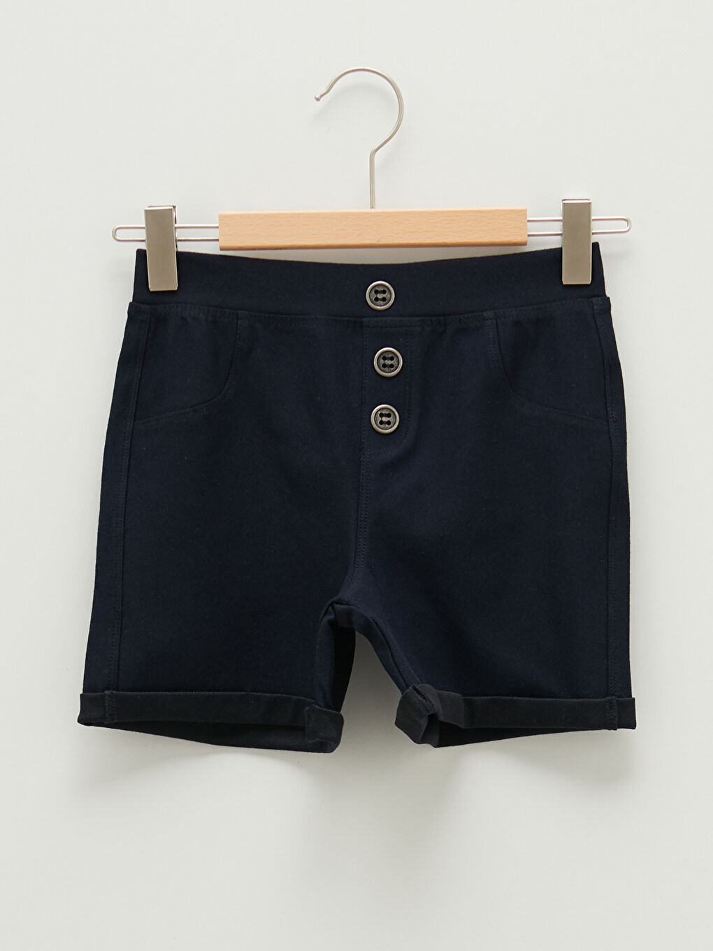 Lacivert Basic Beli Lastikli Kız Çocuk Şort
