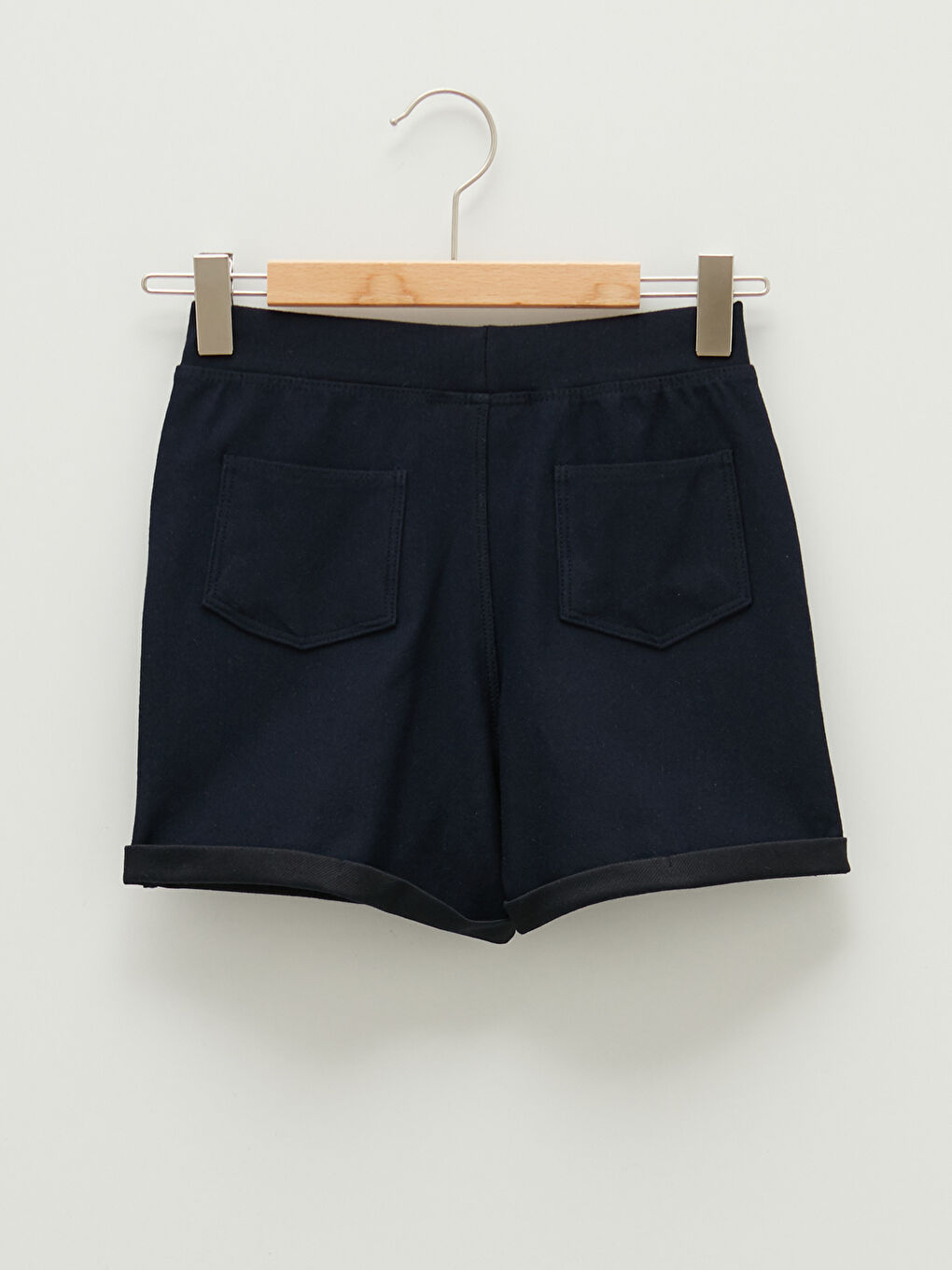 Lacivert Basic Beli Lastikli Kız Çocuk Şort-1