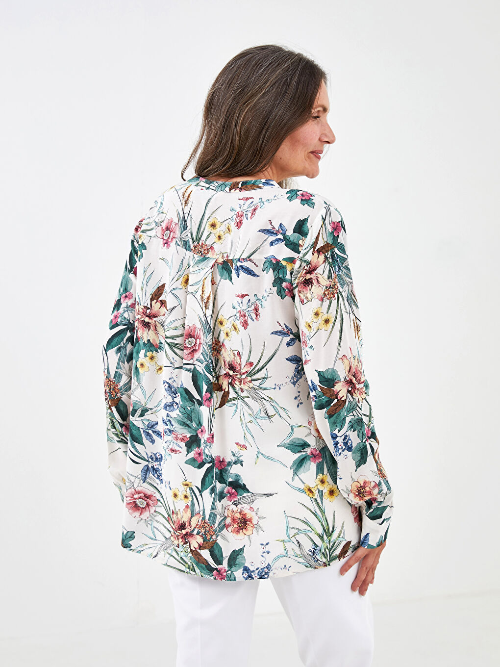 LCW Grace Turtleneck Floral Printed Long Sleeve Viscose Women's Blouse -S1HA15Z8-LRA