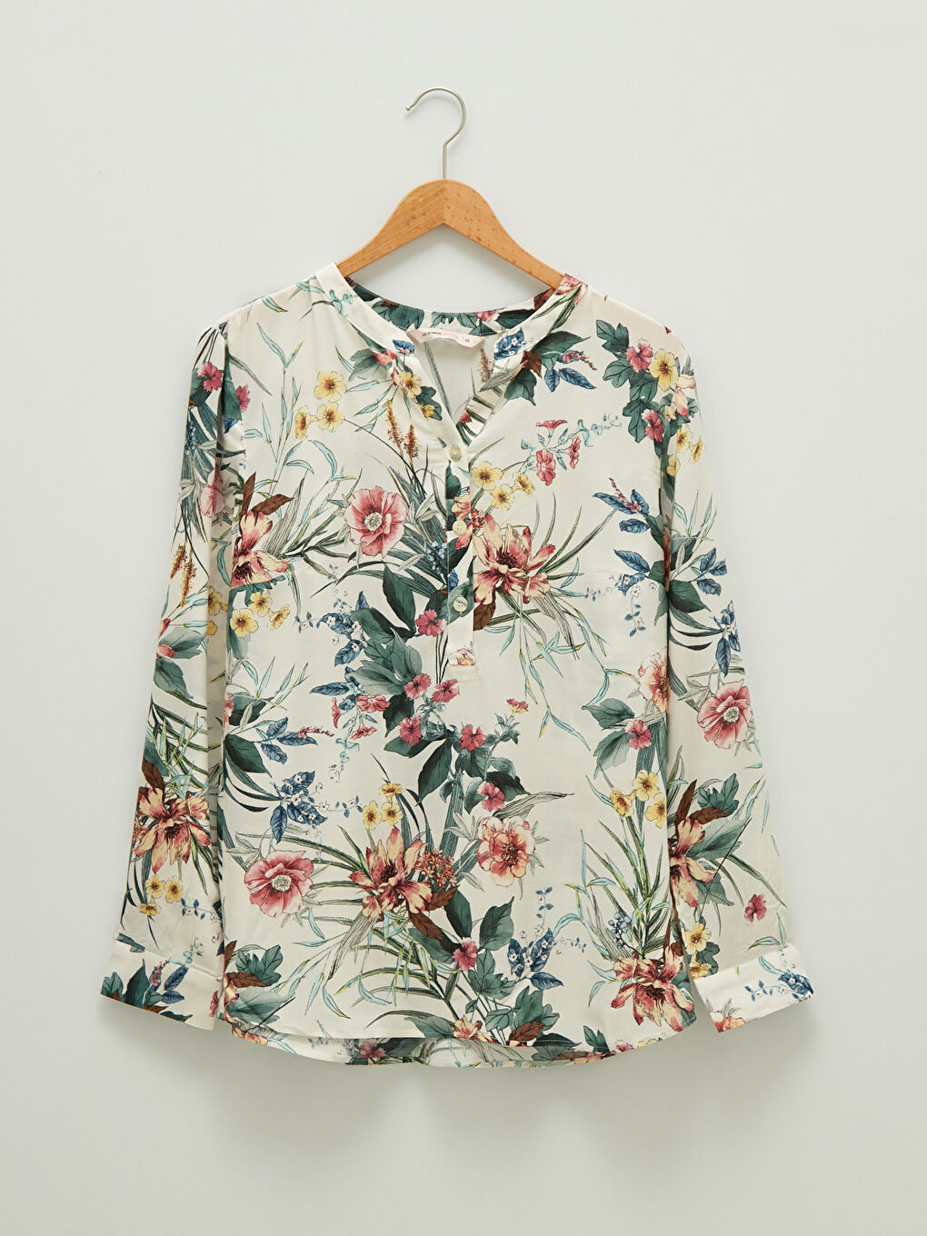 LCW Grace Turtleneck Floral Printed Long Sleeve Viscose Women's Blouse -S1HA15Z8-LRA
