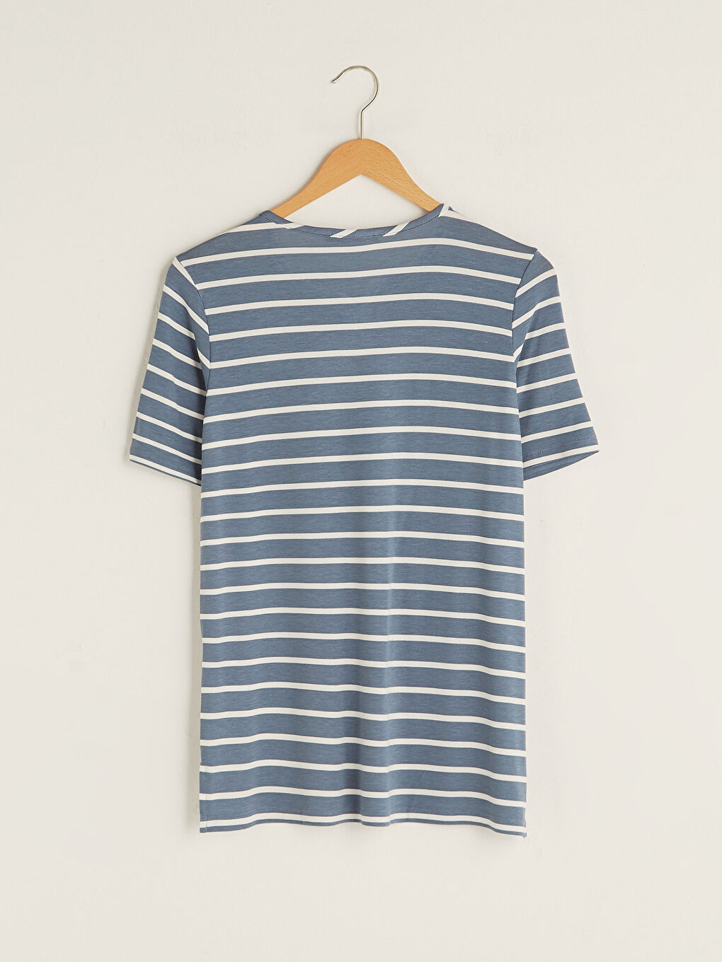 Blouse Femme Rayée à Manches Courtes et Encolure en V-6