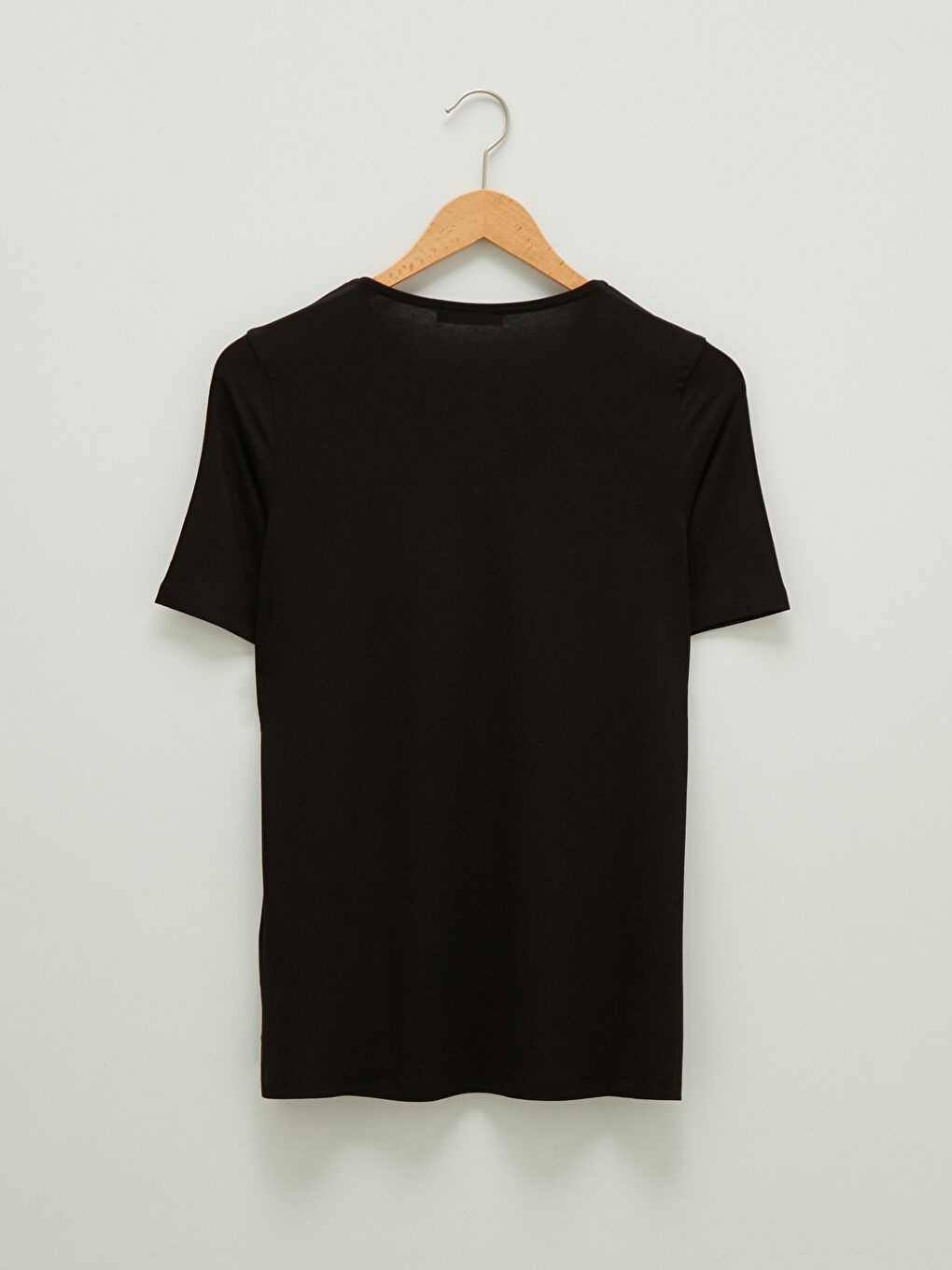 Siyah V Yaka Taşlı Kısa Kollu Kadın Bluz-6