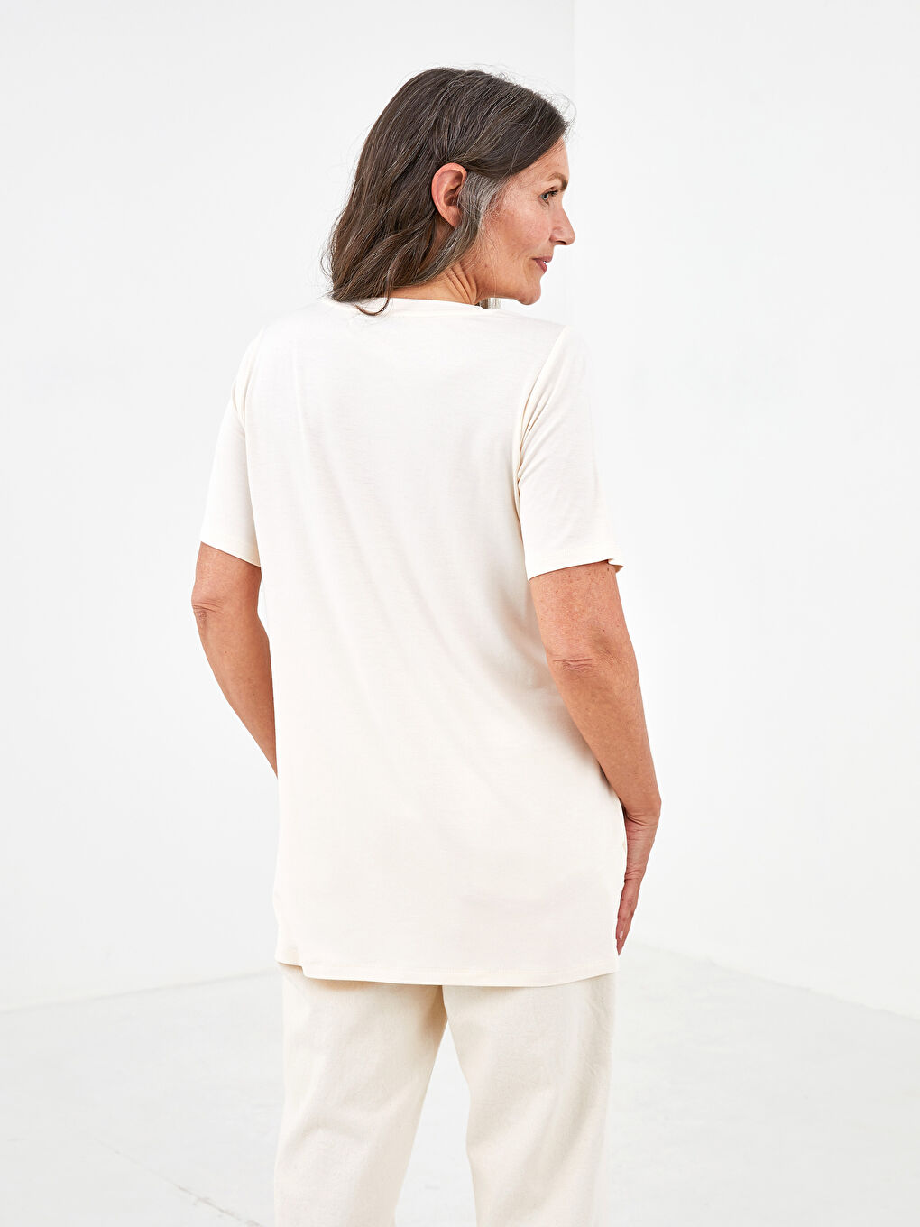 Pembe Bisiklet Yaka Baskılı Kısa Kollu Kadın Tişört-3