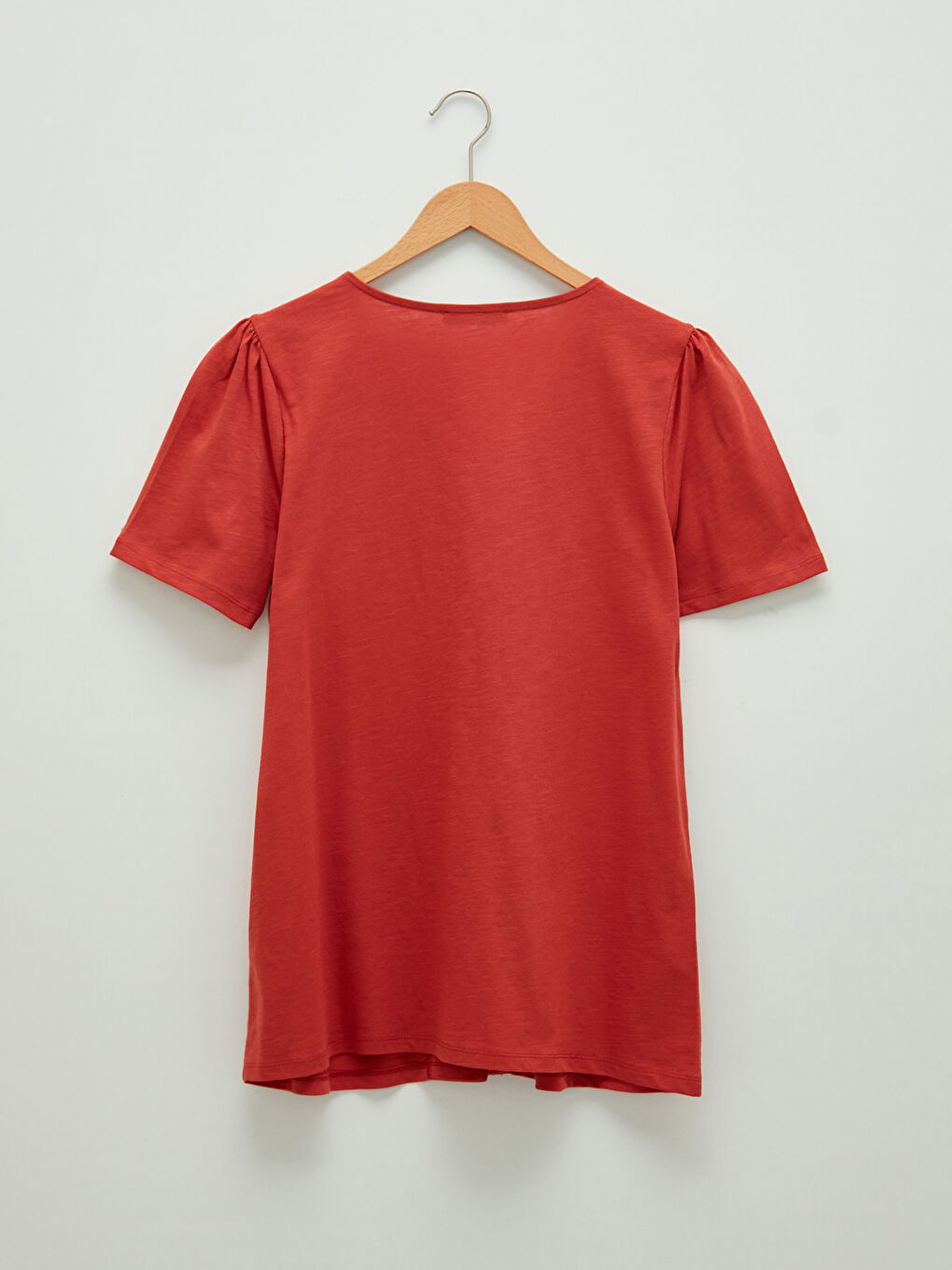 V-Neck Straight Front Buttoned Short Sleeve Women's Shirt-5