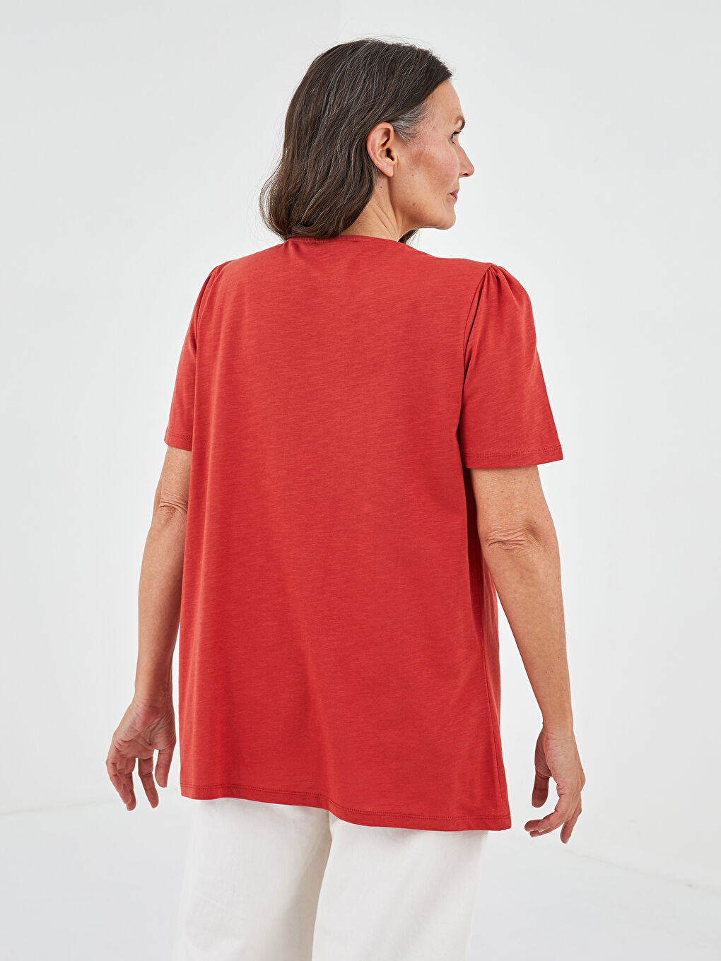 V-Neck Straight Front Buttoned Short Sleeve Women's Shirt-2