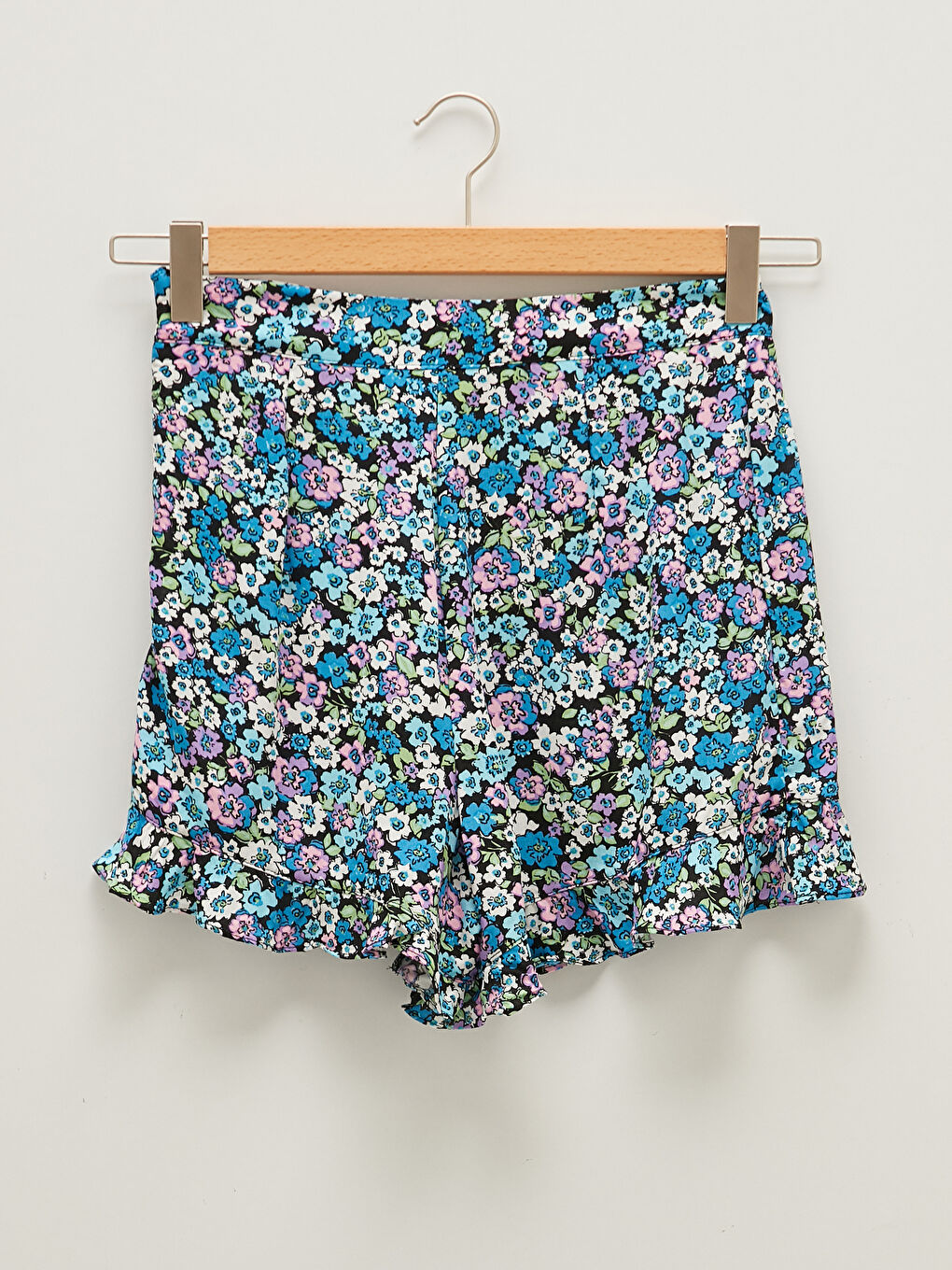 әйелдерге арналған өрнекті бүрмелі вискоза шолақ шалбар-5