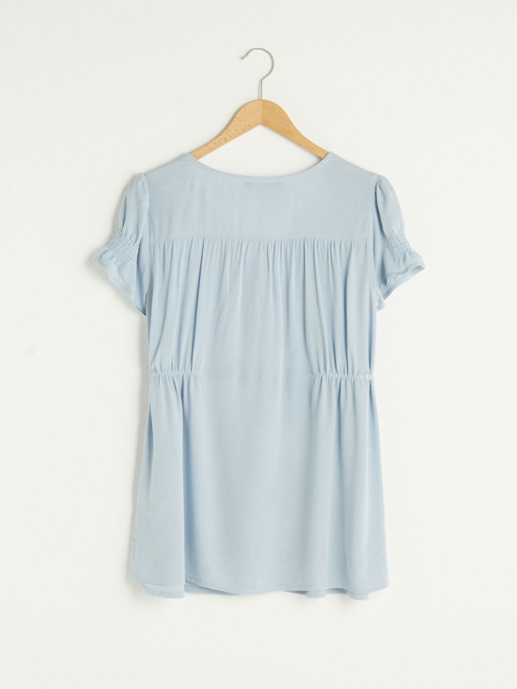 Chemise Encolure en V Droite Manches Courtes Tissu Froissé Maternité-6