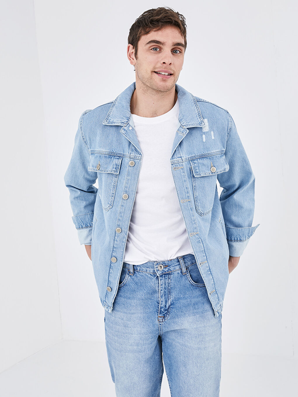 İndigo Standart Kalıp Erkek Jean Ceket