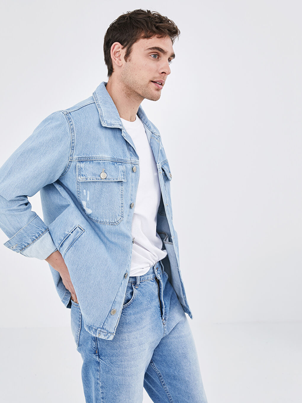 İndigo Standart Kalıp Erkek Jean Ceket-1