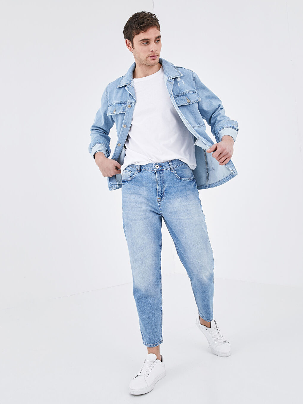 İndigo Standart Kalıp Erkek Jean Ceket-3
