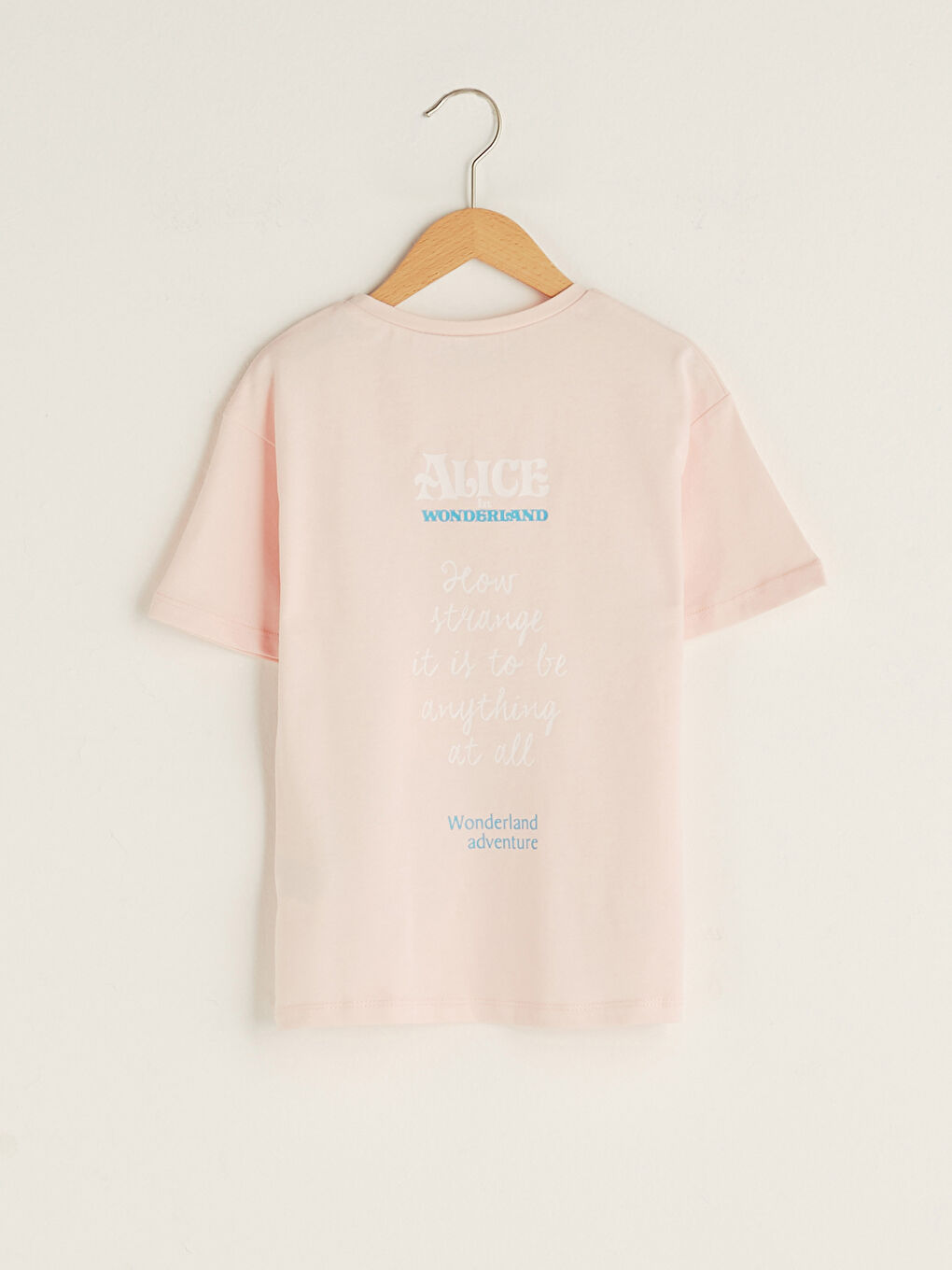 Crew Neck Alice Printed Short Sleeve Cotton Girls T-Shirt-1