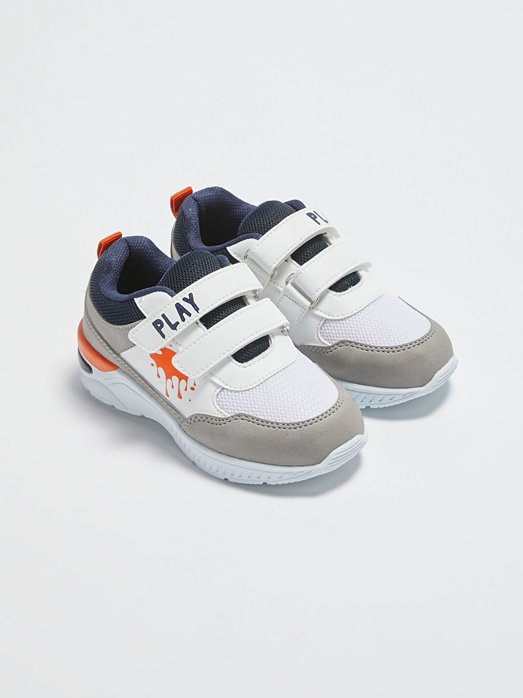 Beyaz File Detaylı Işıklı Cırt Cırtlı Erkek Çocuk Spor Ayakkabı-1