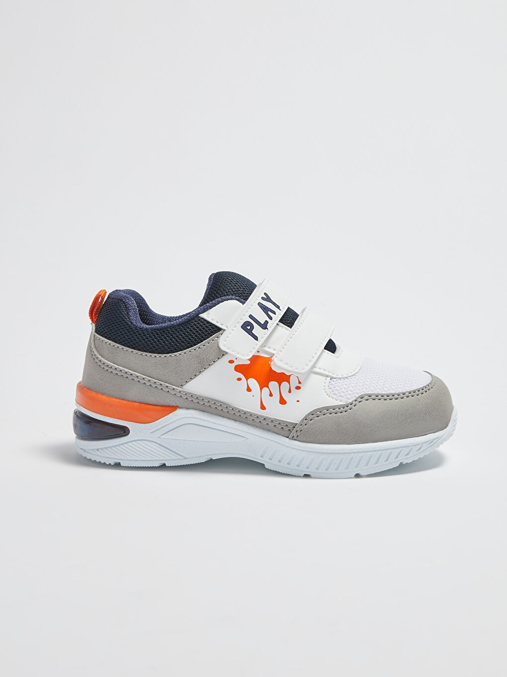 Beyaz File Detaylı Işıklı Cırt Cırtlı Erkek Çocuk Spor Ayakkabı-2