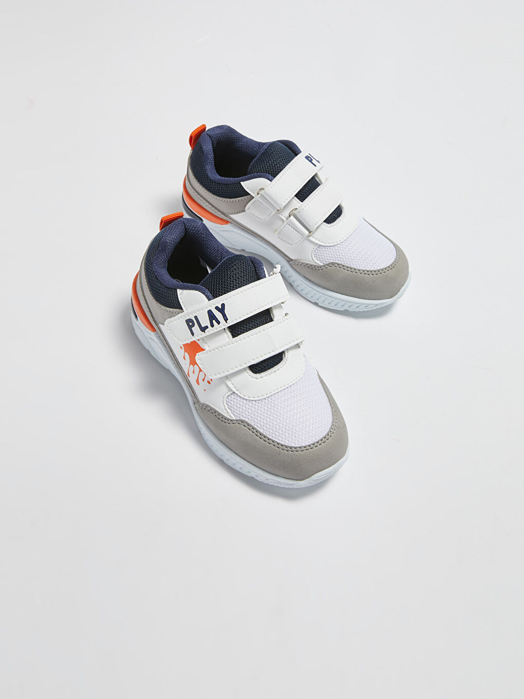 Beyaz File Detaylı Işıklı Cırt Cırtlı Erkek Çocuk Spor Ayakkabı-3
