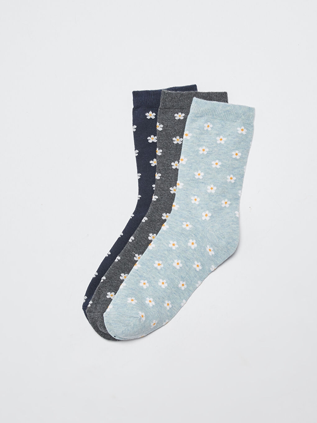 Женские носки с цветочным узором, комплект из 3-х штук