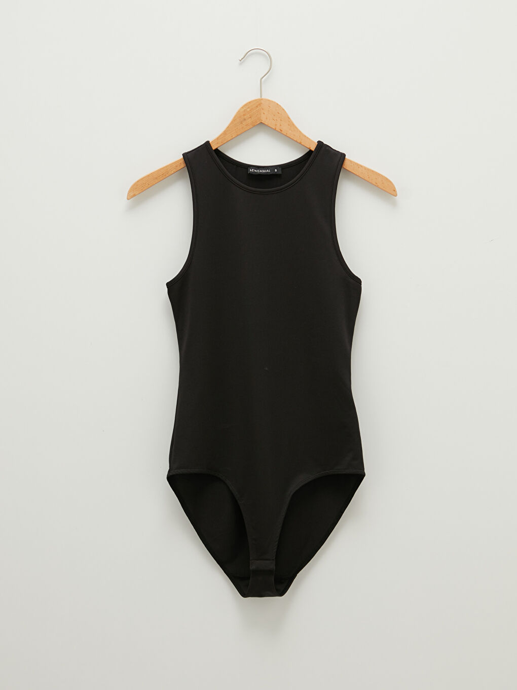 U Yaka Düz Kolsuz Ribana Kumaş Kadın Bodysuit-5