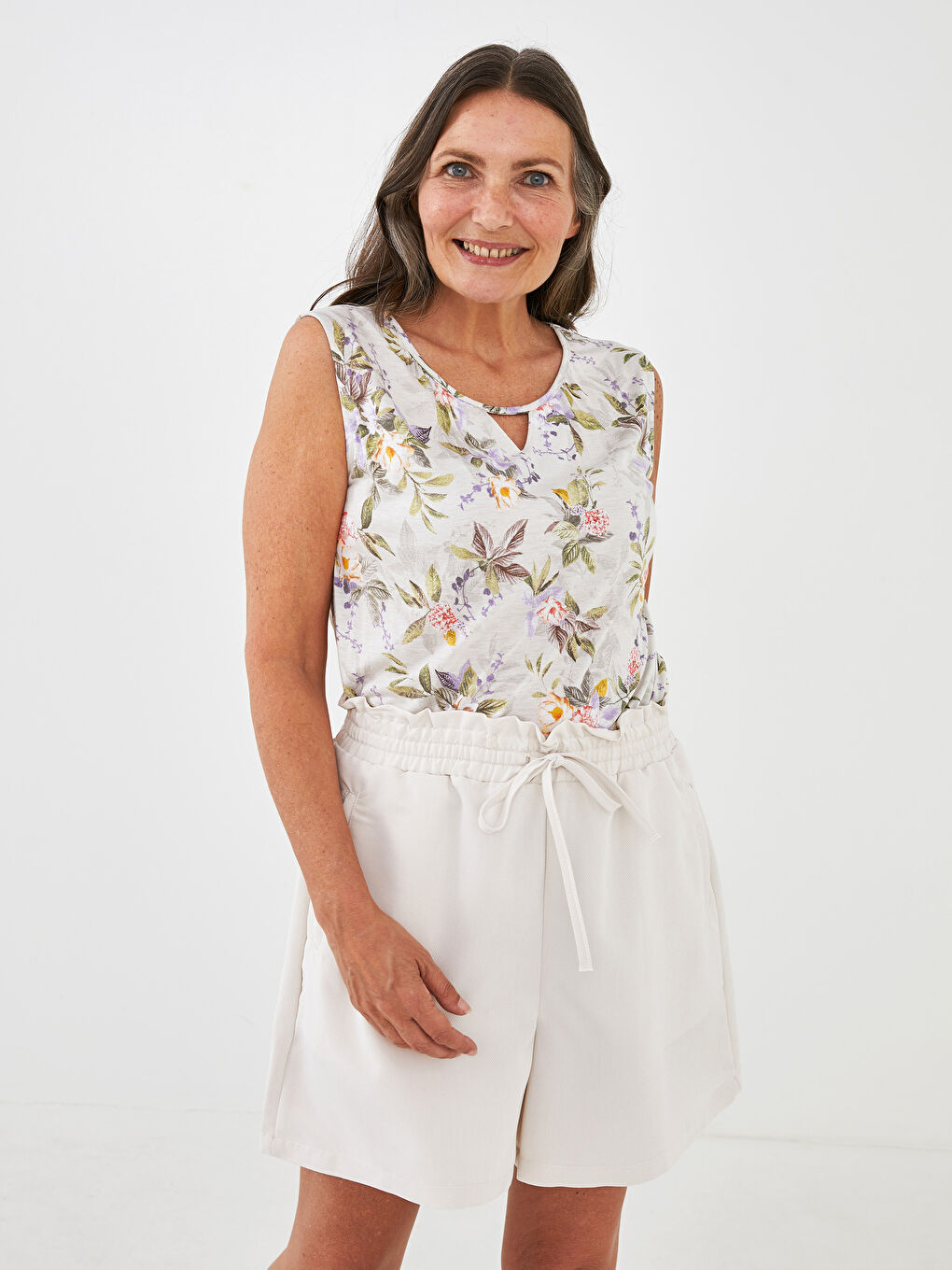 Débardeur Floral à Col Rond pour Femmes-2