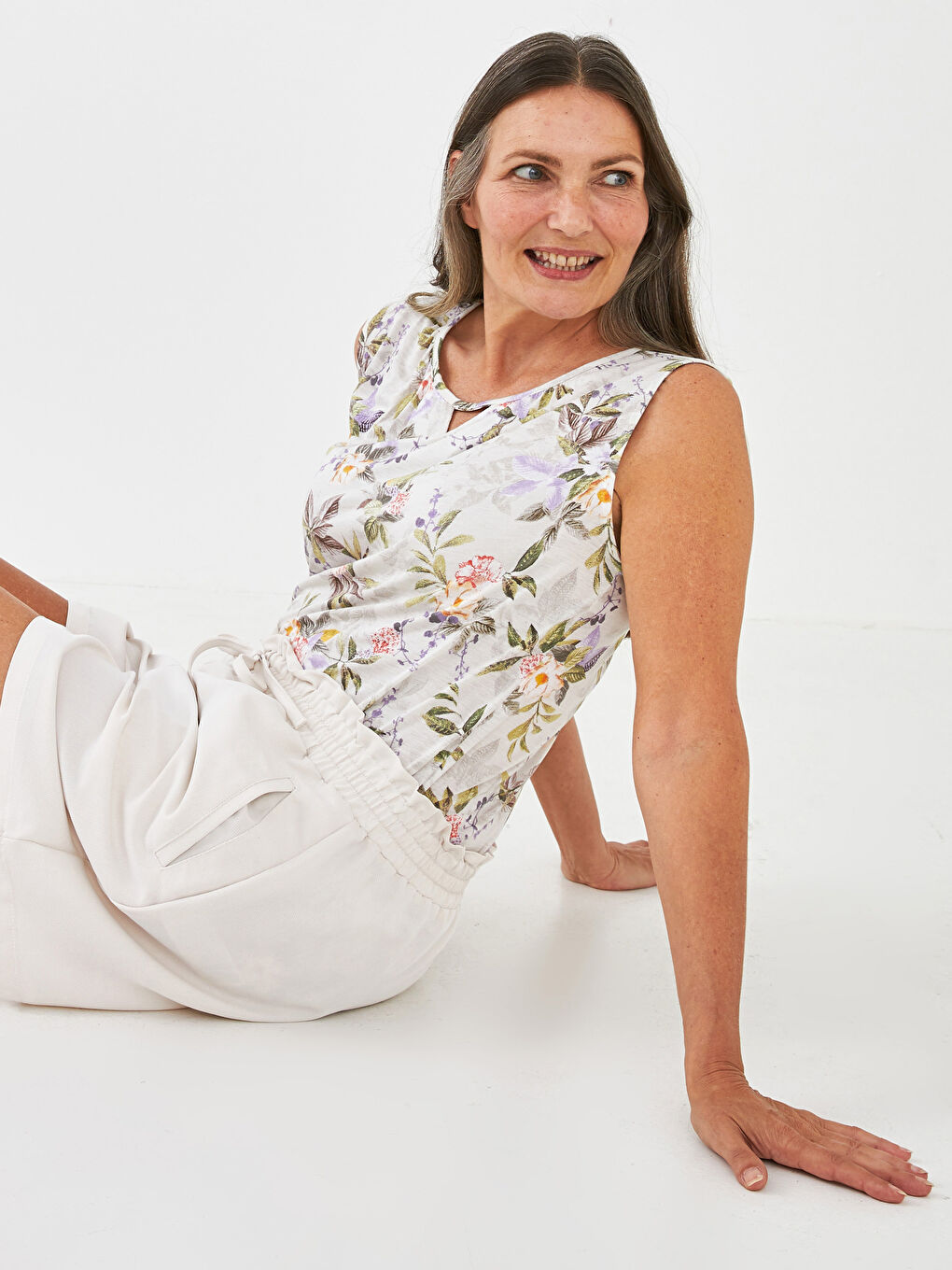 Débardeur Floral à Col Rond pour Femmes