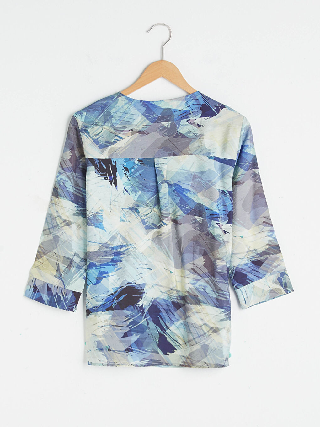 Mavi Bisiklet Yaka Desenli Yarım Kollu Kadın Bluz-6