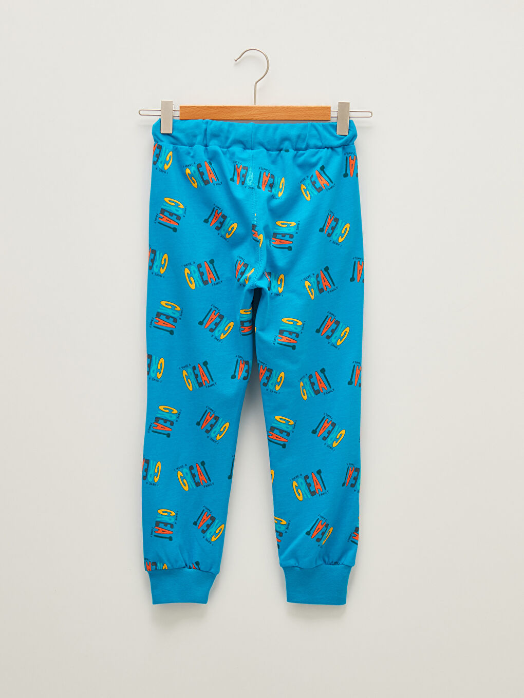 Mavi Beli Lastikli Baskılı Erkek Çocuk Jogger Eşofman Altı-1