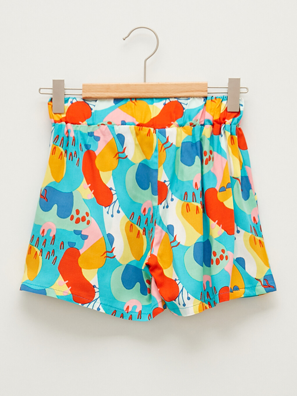 Elastic Waist Patterned Viscose Girl Shorts-1