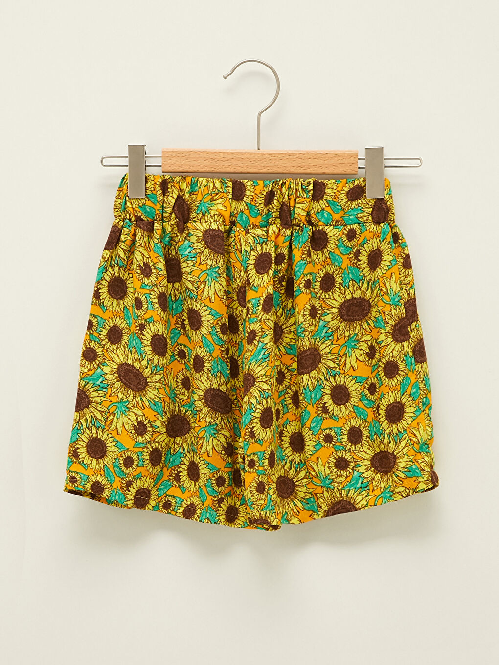 Elastic Waist Patterned Viscose Girl Shorts-1