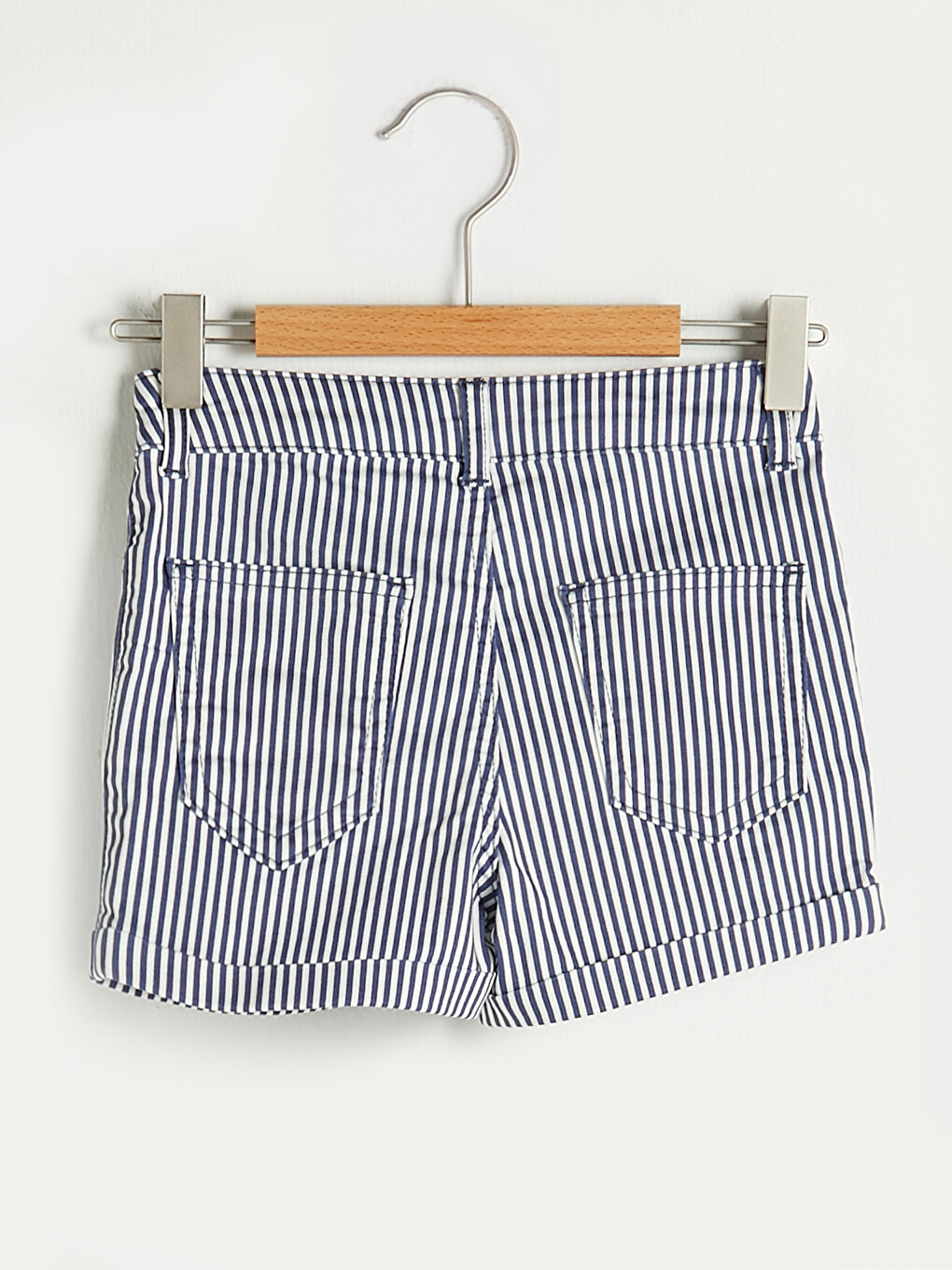 Striped Gabardine Girl Shorts-1