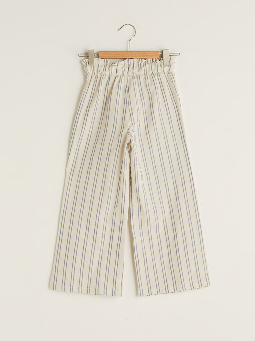 Pantalon Rayé à Jambes Larges en Coton pour Fille avec Taille Élastique-1