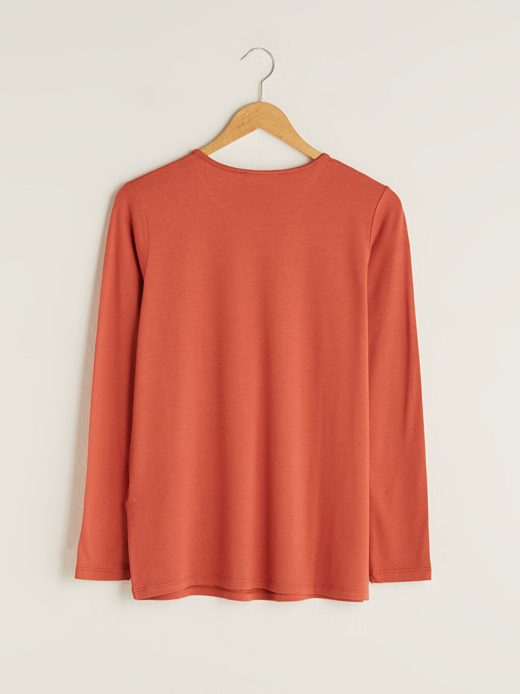 Crew Neck Embroidered Long Sleeve Crepe Fabric Women's Blouse-6