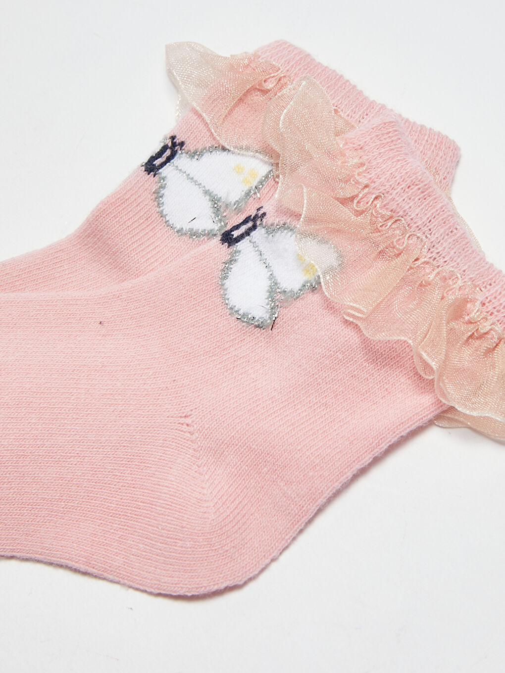 Pembe Desenli Kız Bebek Soket Çorap-1