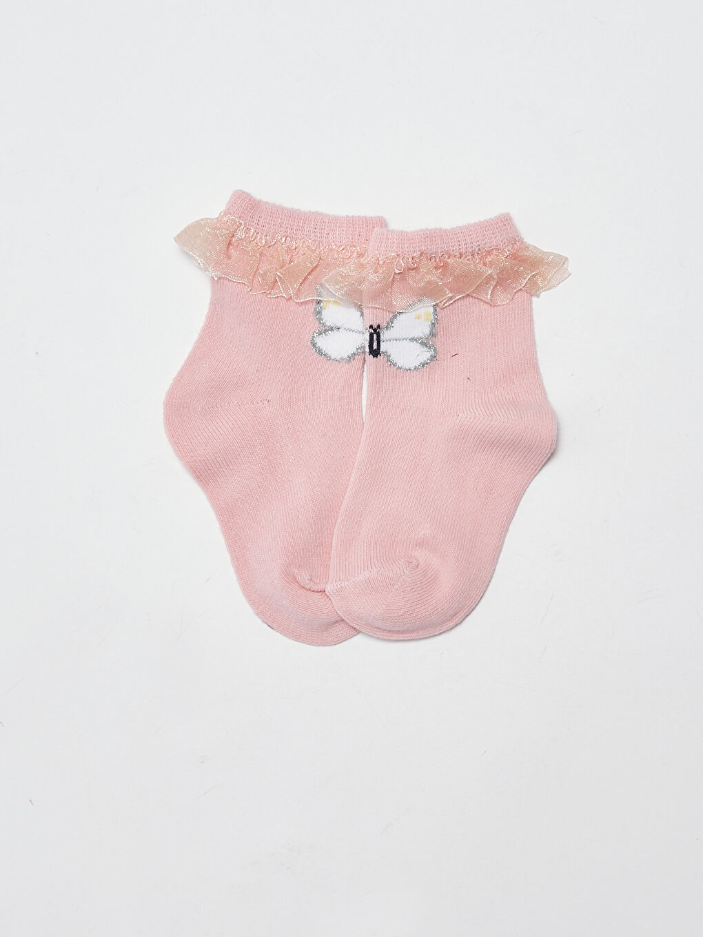 Pembe Desenli Kız Bebek Soket Çorap-2