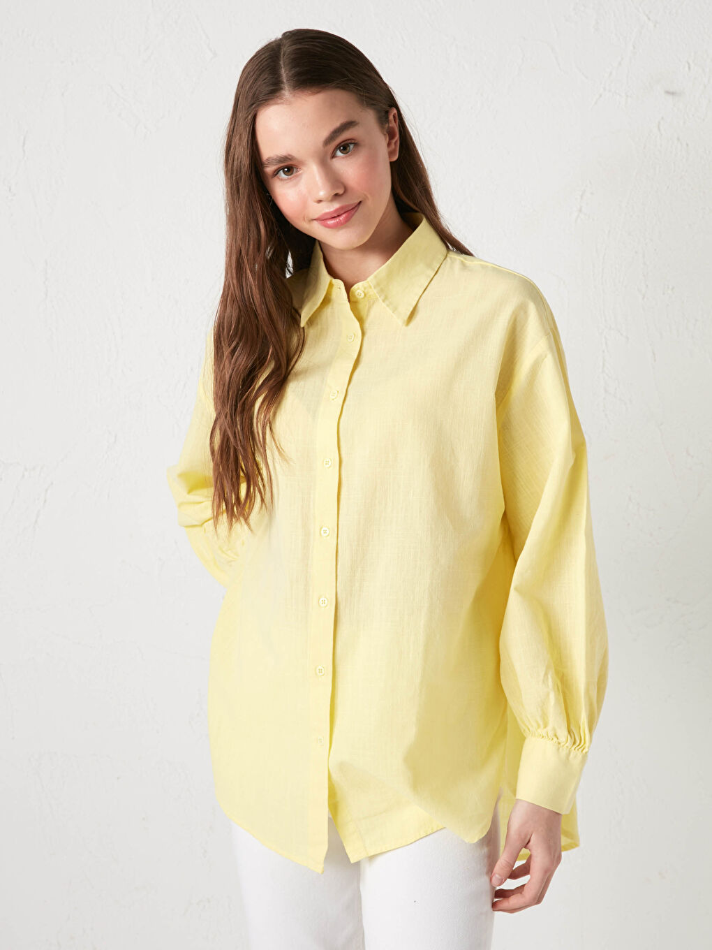 Cămașă Poplin Pentru Femei Cu Mânecă Lungă Dreaptă Cu Nasturi