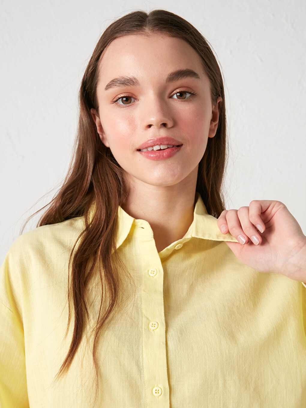 Cămașă Poplin Pentru Femei Cu Mânecă Lungă Dreaptă Cu Nasturi-2