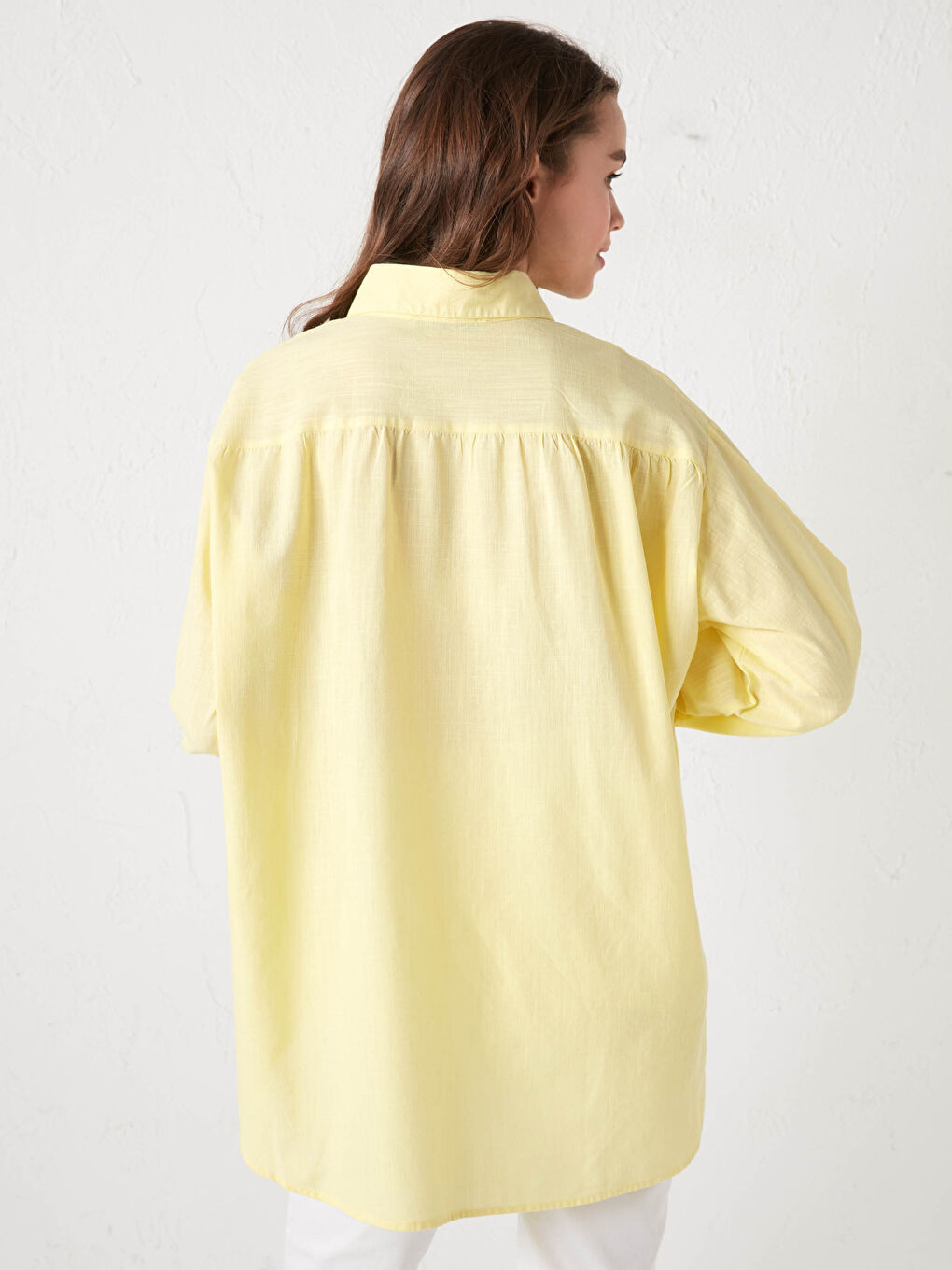 Cămașă Poplin Pentru Femei Cu Mânecă Lungă Dreaptă Cu Nasturi-4