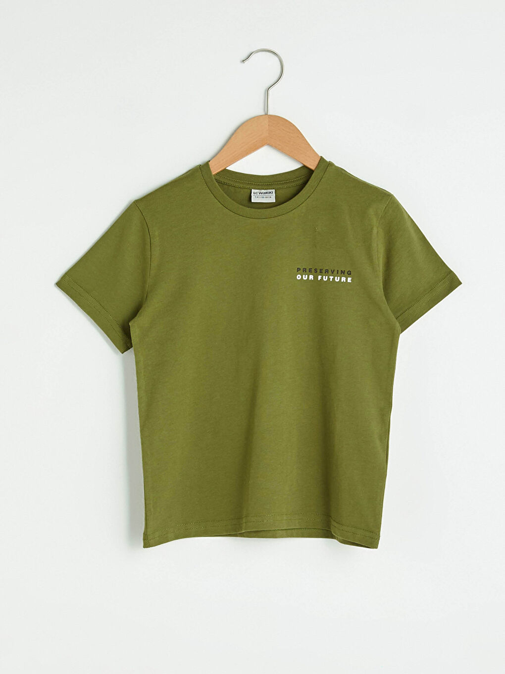 Haki Bisiklet Yaka Kısa Kollu Erkek Çocuk Tişört